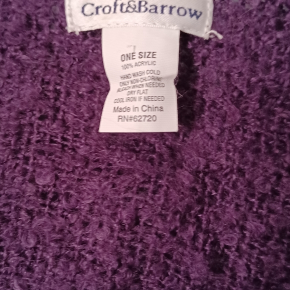 Croft & Barrow Textured Purple Poncho - Picture 2 of 3